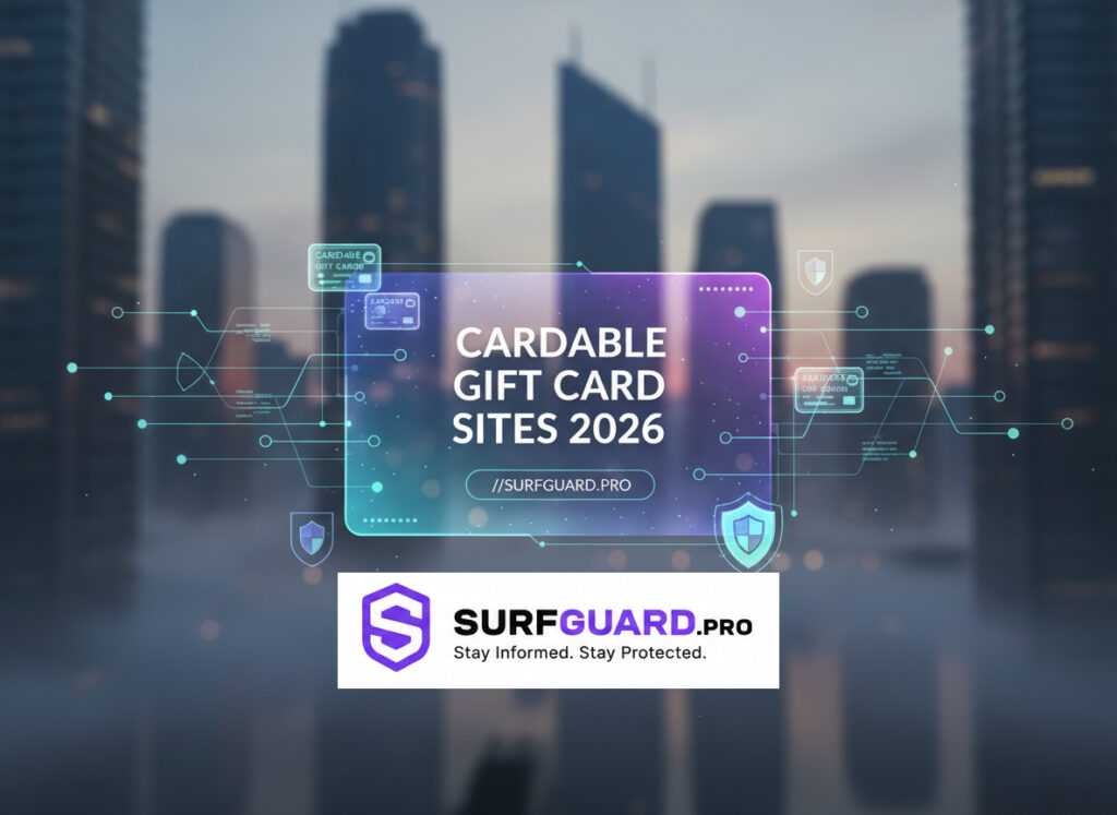 Cardable gift card sites list 2026 featuring popular brands and security concept